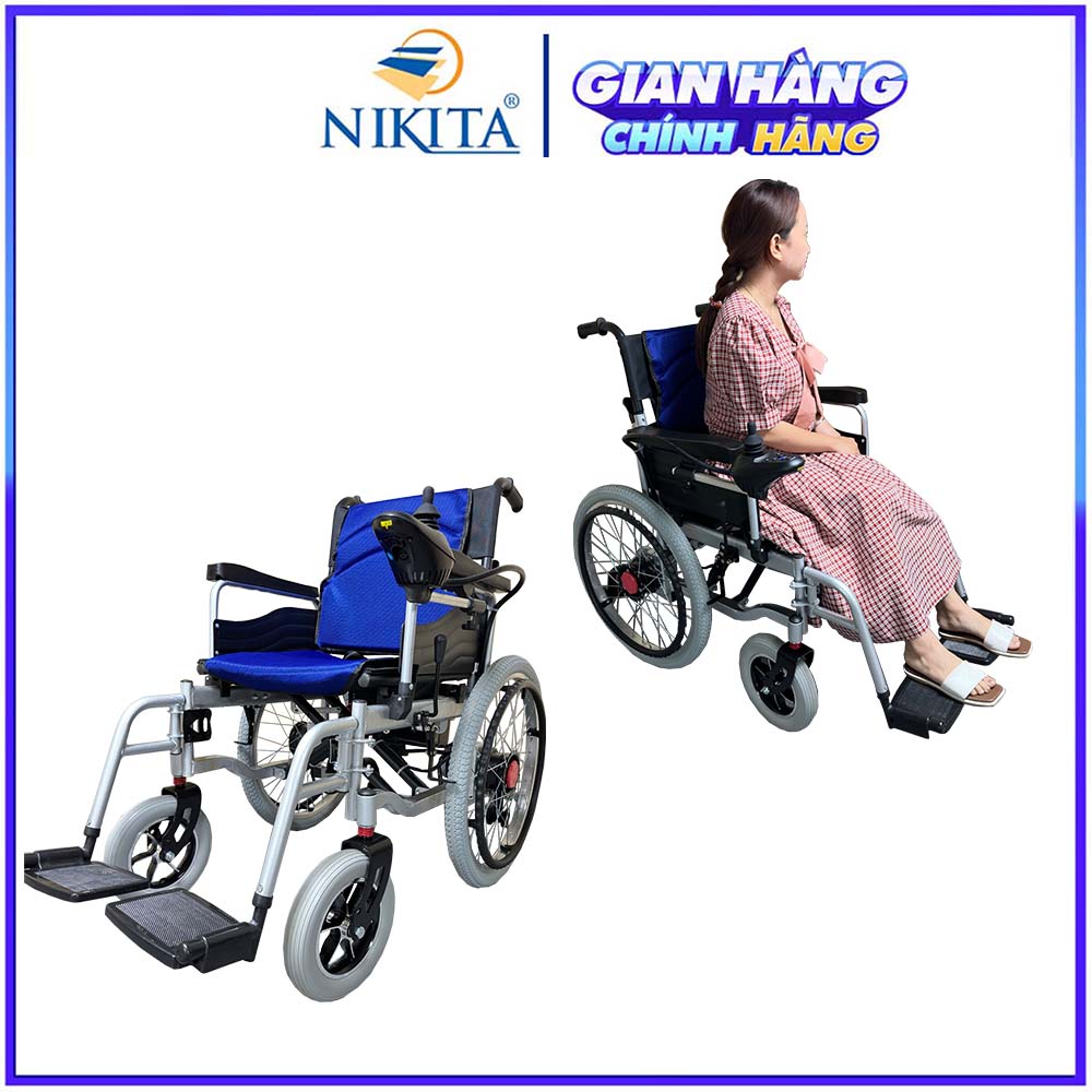 Xe Lăn Điện Bánh Hơi Tuỳ Chỉnh, Tải Trọng 150kg, Pin Lên Tới 20km, Chính Hãng NIKITA XLD-1570