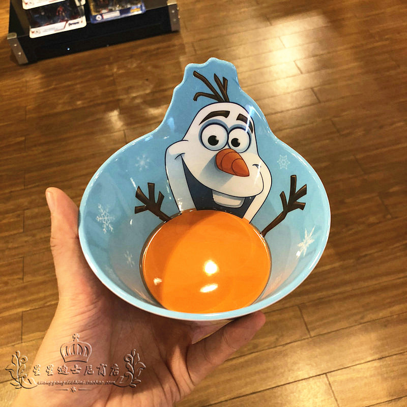 Chén nhựa Melamine hình người tuyết Olaf Frozen nổi 3D màu trắng xanh cho bé gái và bé trai - 46P8NOL2457