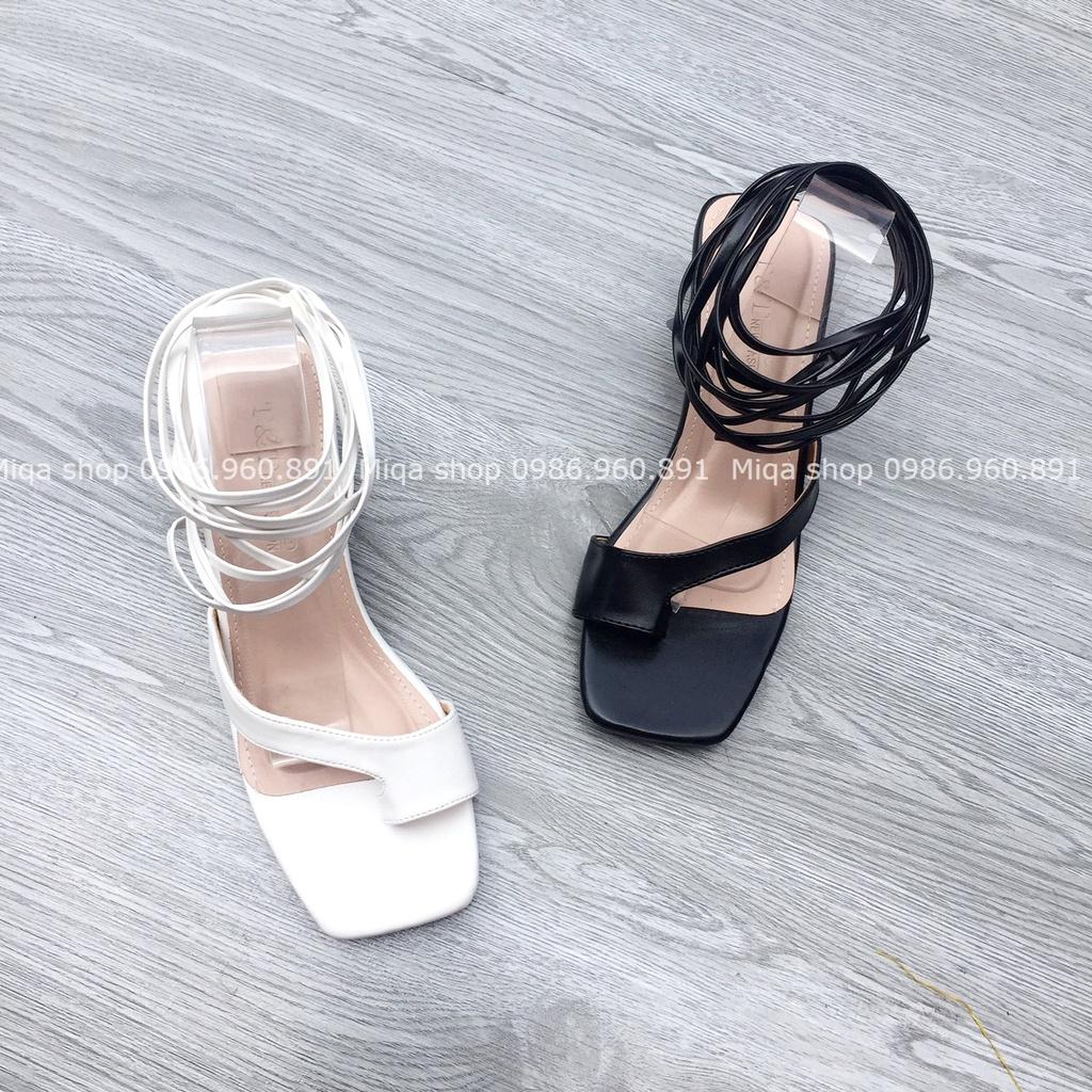 Sandal nữ xỏ ngón đế vuông 3p cột dây thanh lịch dễ đi