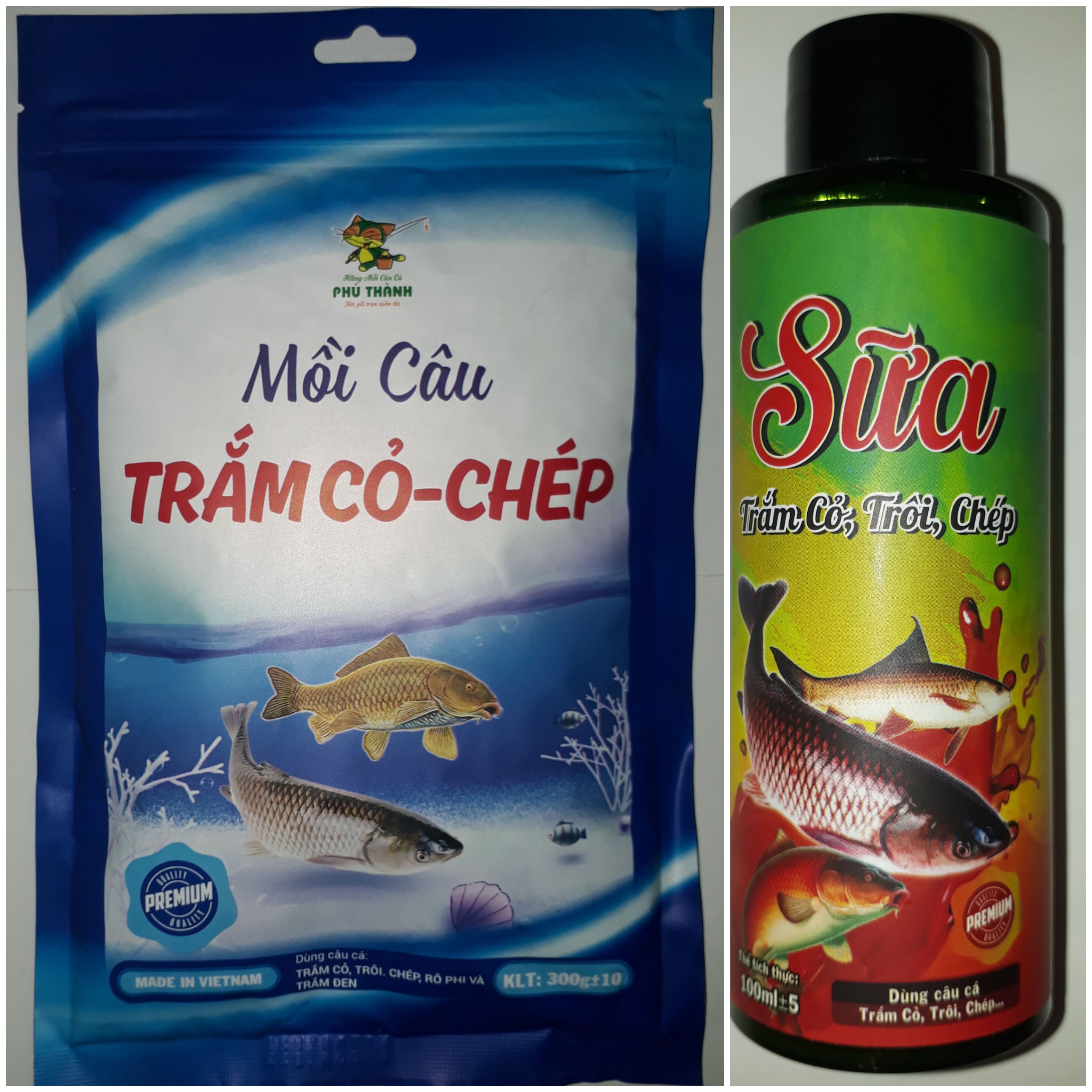 Mồi Câu Cá TRẮM CỎ-CHÉP và Tinh Mùi Trắm_Trôi_ Chép, Bộ Đôi Kết Hợp Hoàn Hảo của Hãng Phú Thành