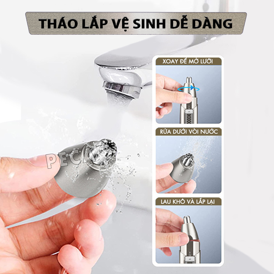 Máy tỉa lông mũi đa năng 3in1 Kemei KM-315 có thể tỉa râu, tóc mai, cạo lông - Hàng chính hãng