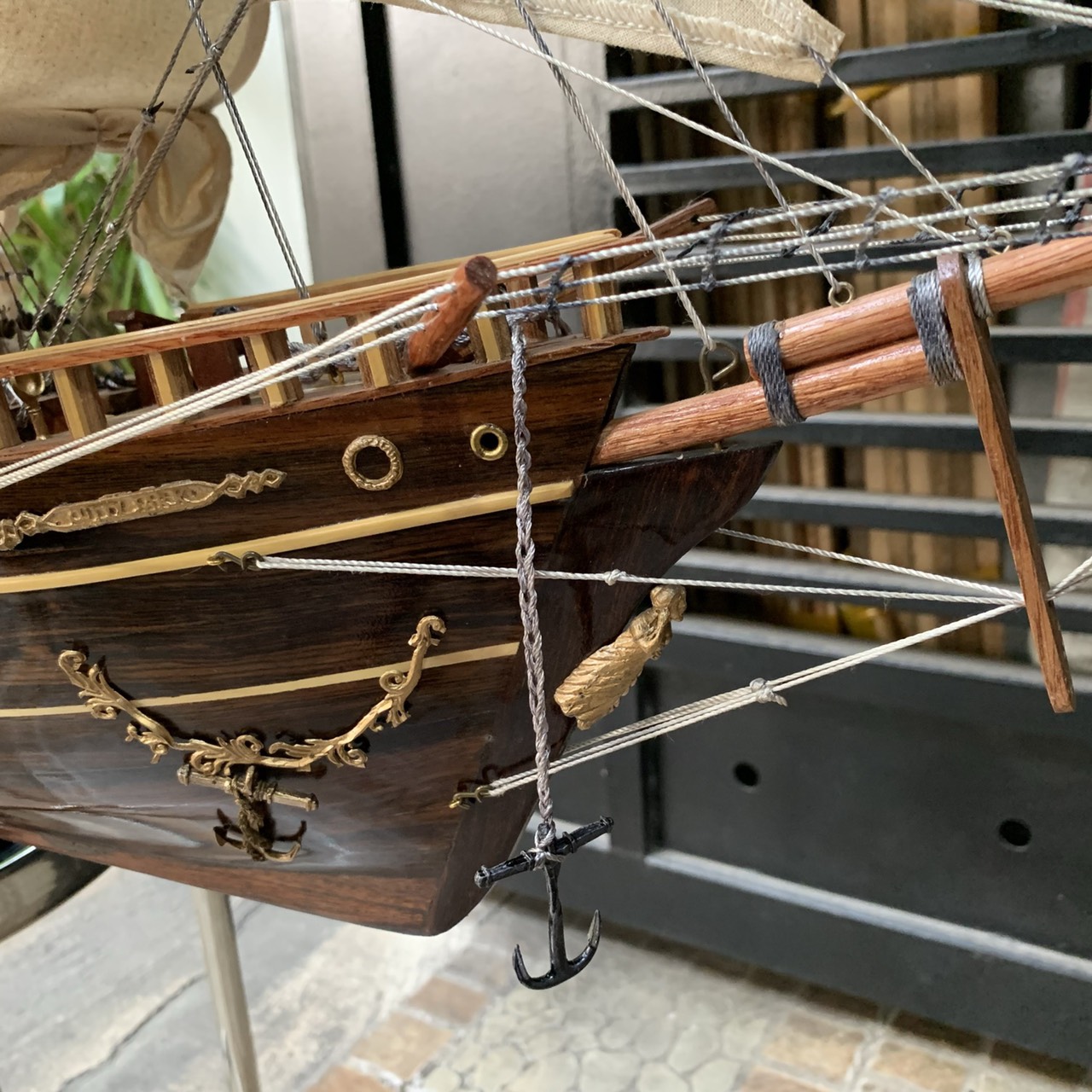 [Dài 76cm - Xuất Khẩu] Mô hình thuyền gỗ thuyền trang trí tàu chiến cổ Cutty Sark - Gỗ muồng đen - Thân tàu dài 60cm - Buồm vải bố