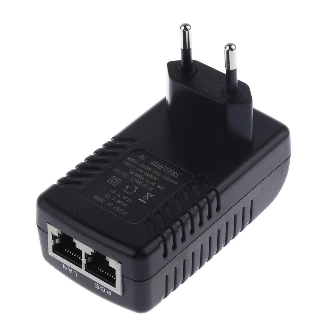 12V 1A PoE Injector Nguồn Qua Cho 802.3 AF Camera IP EU