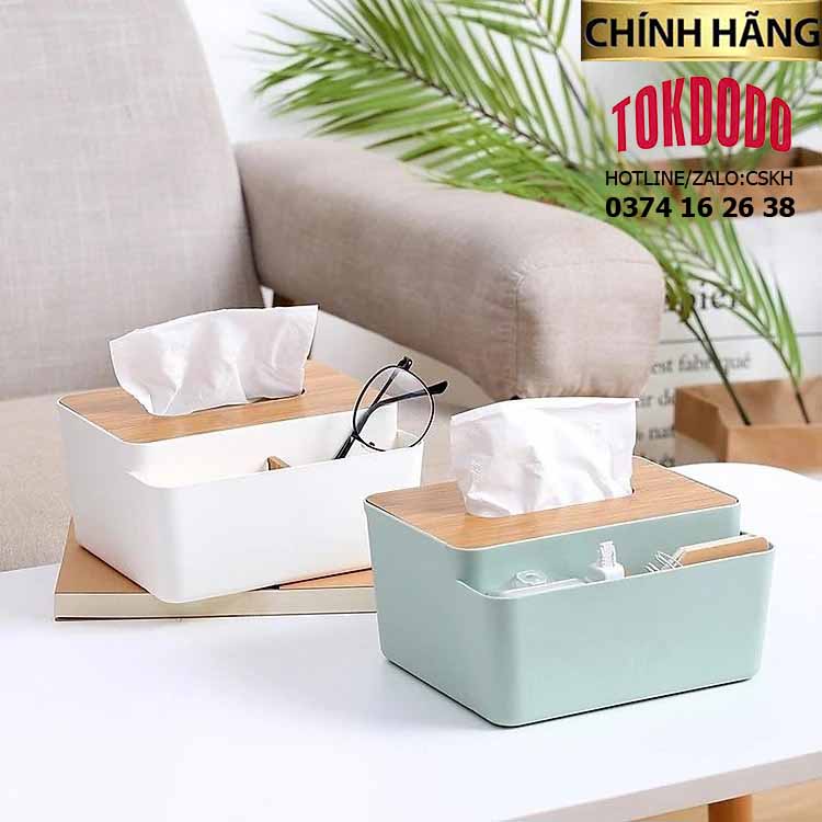 Hộp Đựng Giấy 3 Ngăn Tiện Lợi Hàng Chính Hãng TOKDODO (Kích Thước 16x15x10 Cm)