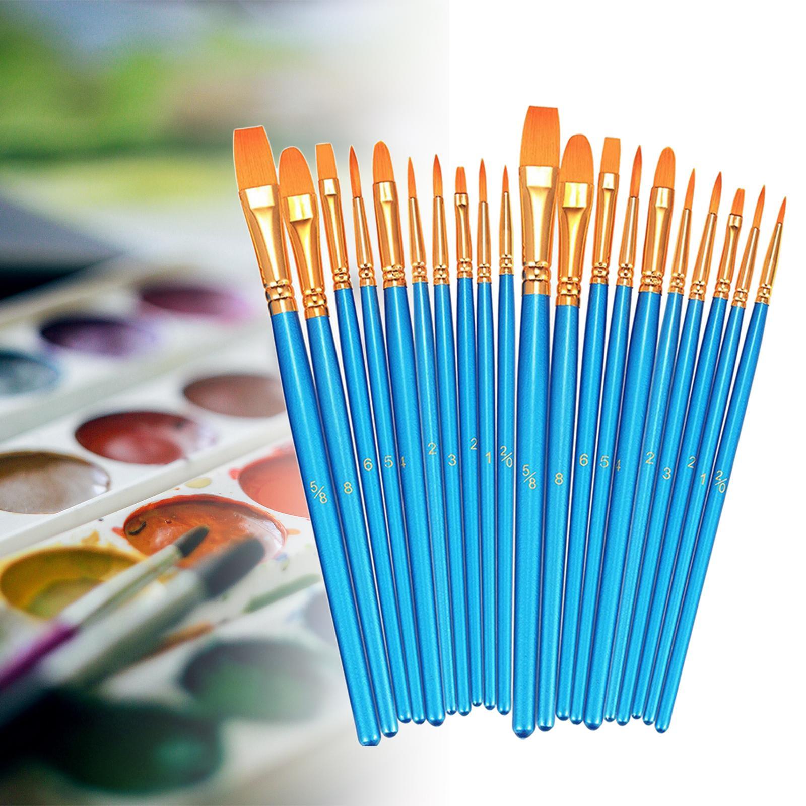 20x Paint Brush Pen Set Paintbrush Portable Professional Nylon Hair Flat Watercolor Oil Painting Brush Pen for Oil Body Face Painting Adults