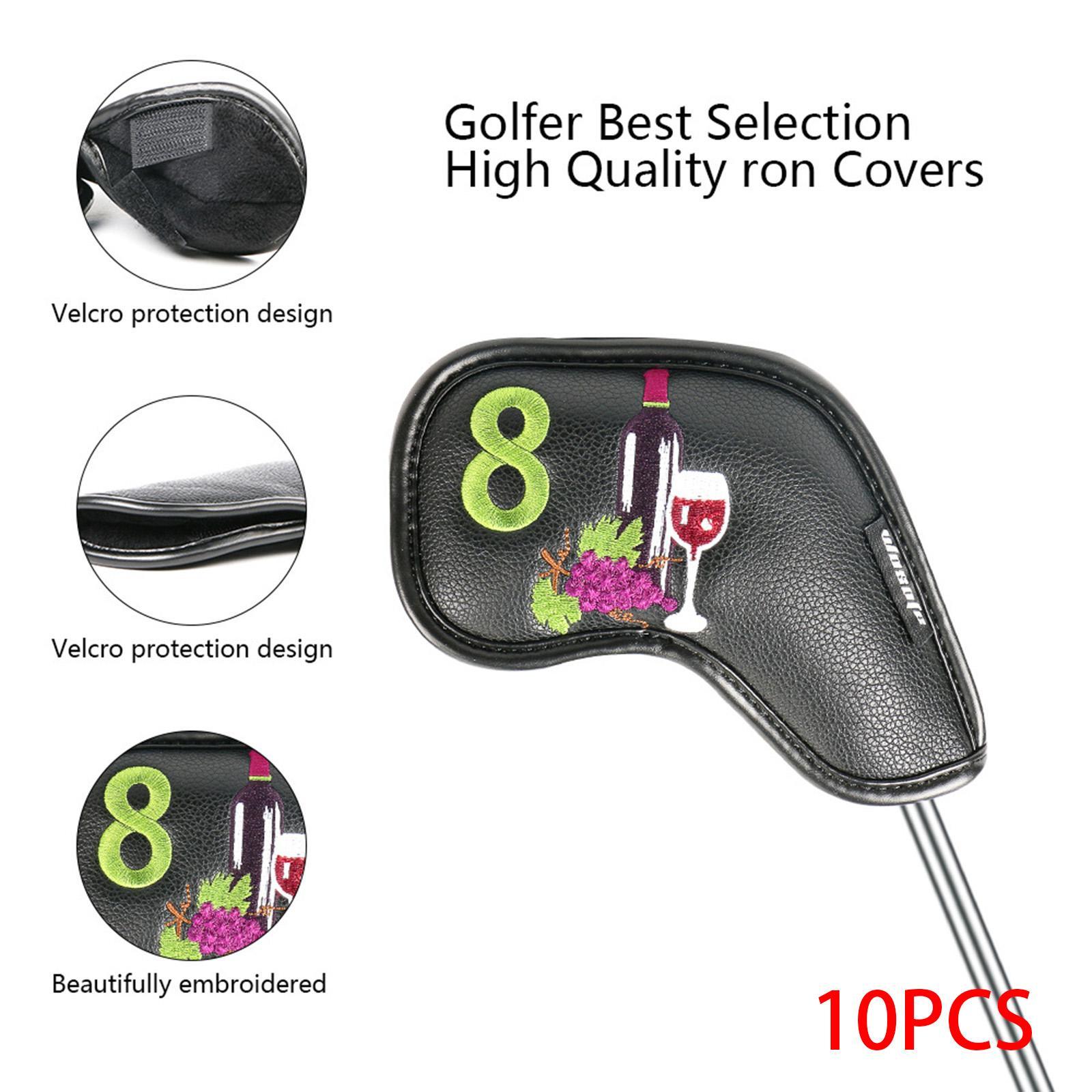 Golf Iron Head Covers Guard 4,5,6,7,8,9,A,S,P,x Waterproof Embroidered