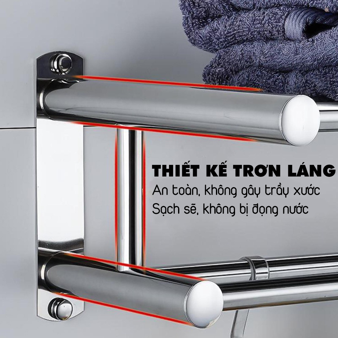 Kệ nhà tắm, giá treo khăn inox 304, kệ để đồ gắn tường, thanh treo đa năng quần áo, khăn tắm Legaxi