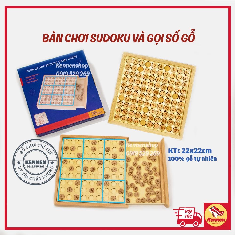 Bàn chơi SUDOKU gỗ kèm 100 bài đố và lời giải LOẠI ĐẸP