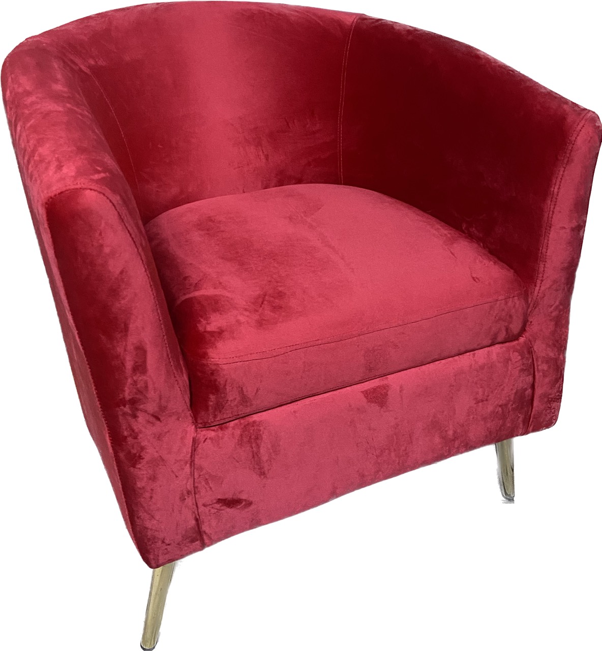 Ghế sofa đơn Juno Sofa vải nhung màu đỏ chân sắt mạ vàng