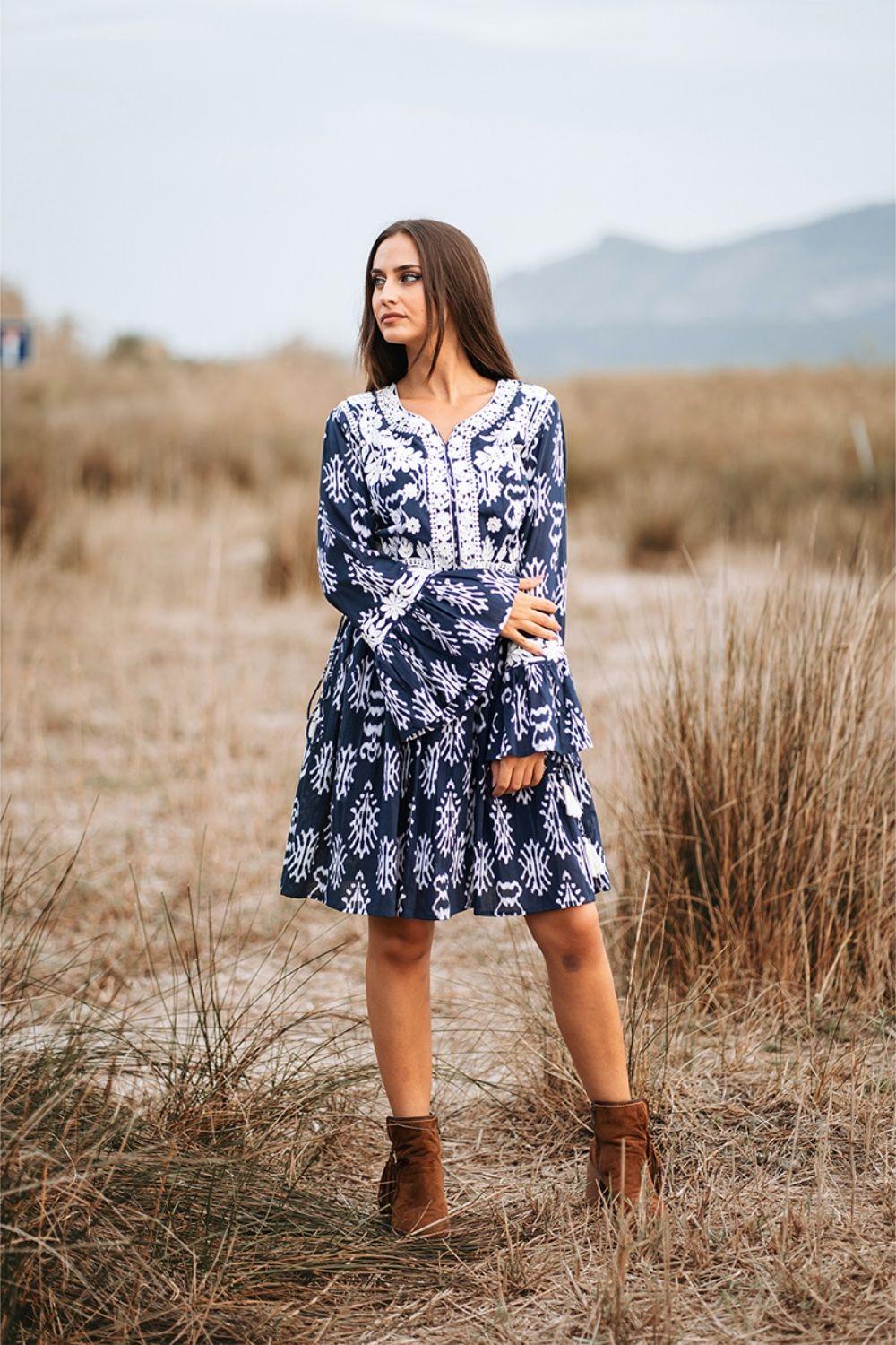 Đầm Boho Phối Ren Cotton Isla Bonita