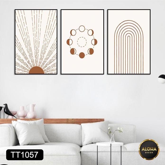 Set 3 Tranh treo tường phòng khách, phòng ngủ siêu đẹp - Tranh treo tường decor tối giản kèm khung và đinh treo tường