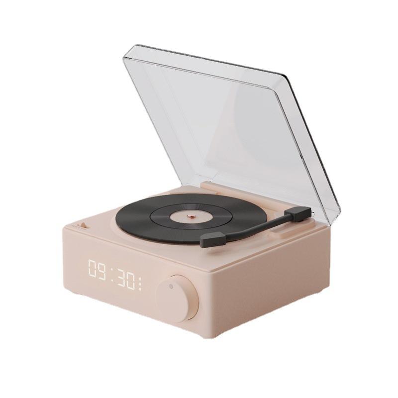Quảng cáo sáng tạo nguyên tử máy ghi đĩa nhựa âm thanh thẻ cắm âm thanh không dây bluetooth thông minh để bàn đa chức năng loa đồng hồ đồng hồ báo thức
