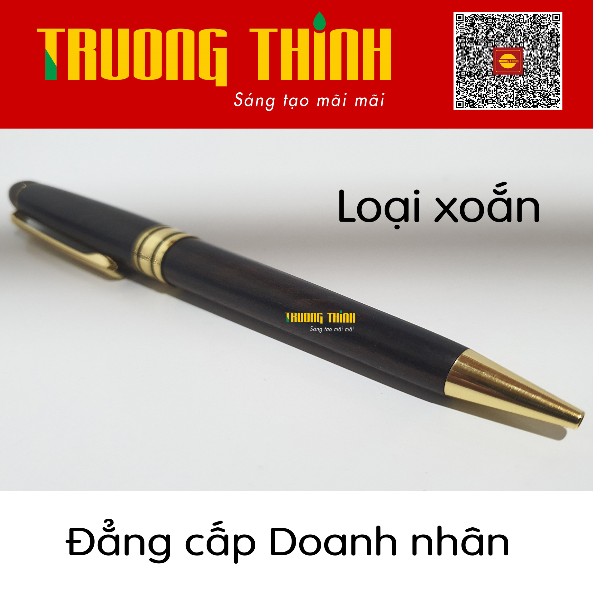 Bút Ký Gỗ Mun Vân Cao Cấp Sang Trọng Bền Đẹp Chính Hãng Trường Thịnh Đẳng Cấp Doanh Nhân. Loại Xoắn 15 cm