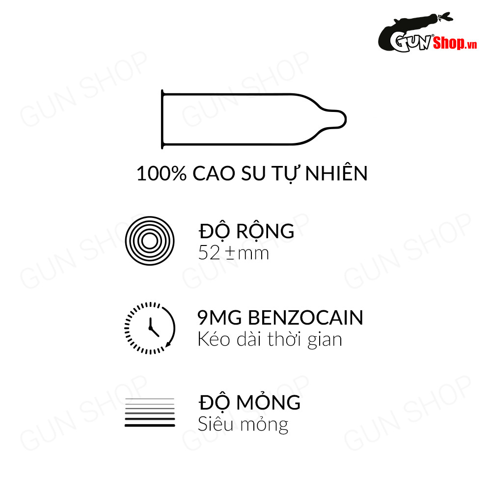 [Hộp 10 cái] Bao cao su OLO 0.01 Gold - Siêu mỏng, kéo dài thời gian