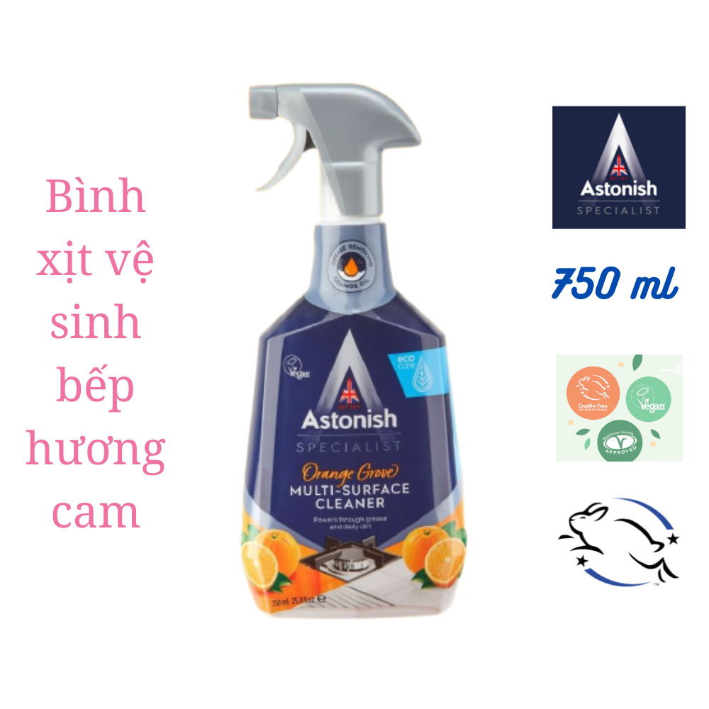 Bình xịt vệ sinh bếp, dầu mỡ, bàn ăn hương cam Astonish C6790