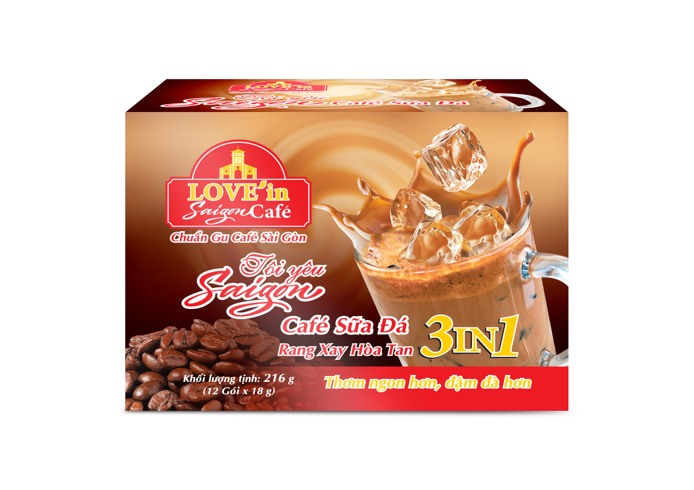 Cà Phê Sữa Rang Xay Hòa Tan 3IN1 LOVE’IN SAIGON CAFE - Thơm Ngon Hơn, Đậm Đà Hơn - Khánh Hòa NutriFoods  (Túi 18 gói x 18g)
