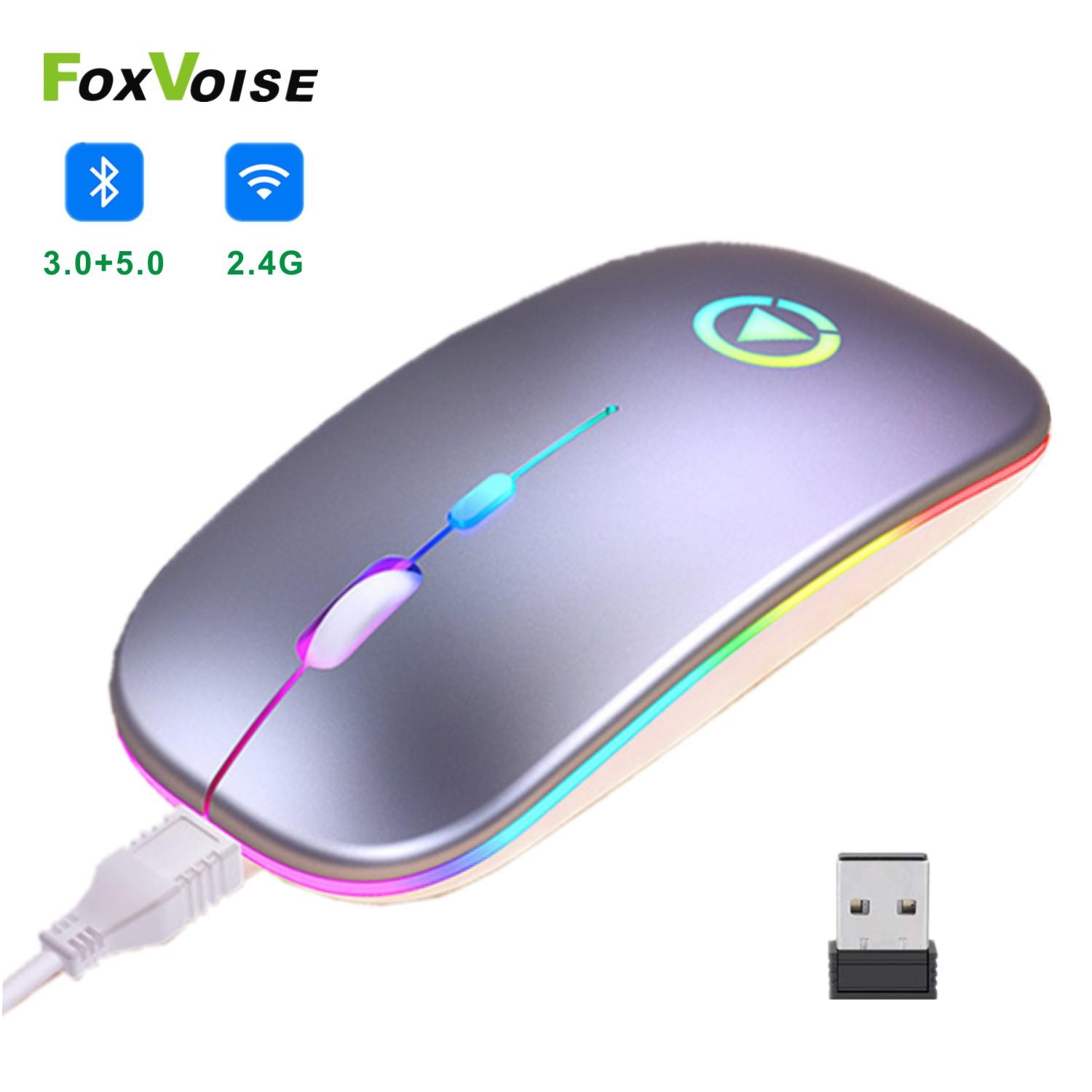 Chuột Bluetooth Không Dây Sạc Mause Với Ma Thuật Đèn Led USB Hai Chế Độ Mỏng Im Lặng RGB Ergonomic Cho Máy Tính Copmputer Laptop
