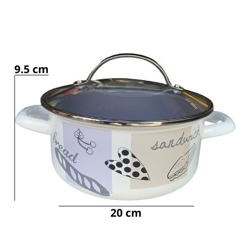 Nồi Thép Tráng Men  nhập khẩu cao cấp FAMILY COOKING- Sử dụng bếp từ, Kích thước 16cm, 20cm, 24cm