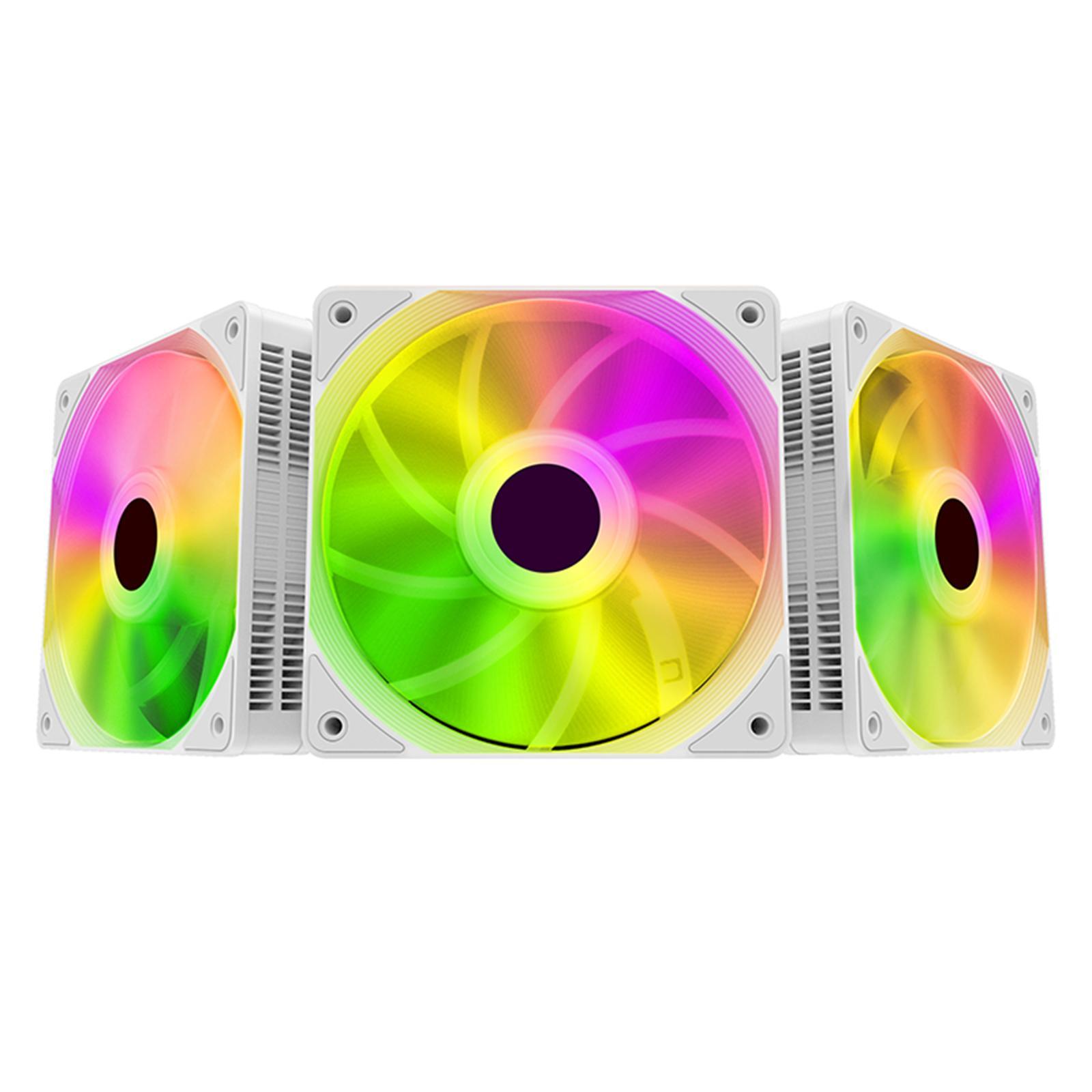 3x 120mm Case Cooling Fan, 1200RPM RGB LED Lighting Computer Case Fans Professional Silent Liquid Radiator Heatsink, 12V DC PC Cooling 3Pin