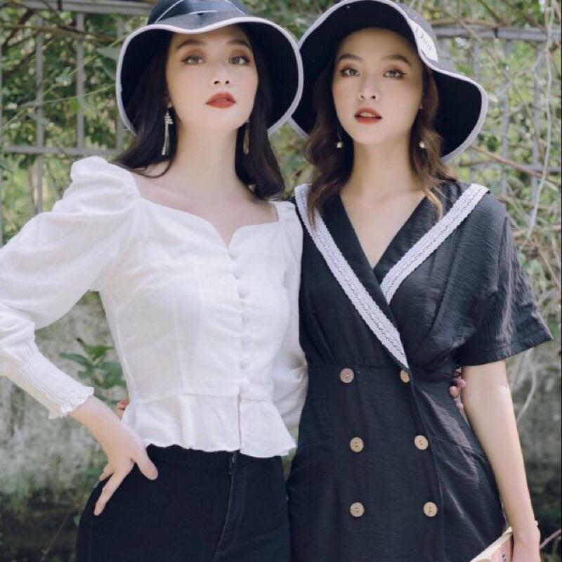 Áo nút bọc peplum