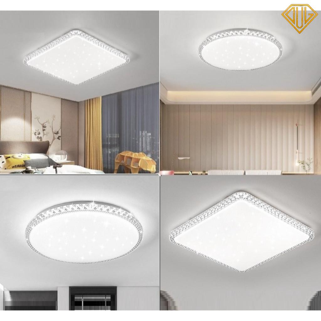 Đèn led ốp trần bảo thạch trắng 3 màu ánh sáng D50cm trang trí nội thất SIÊU SÁNG (Ảnh thật 100%) DVLL