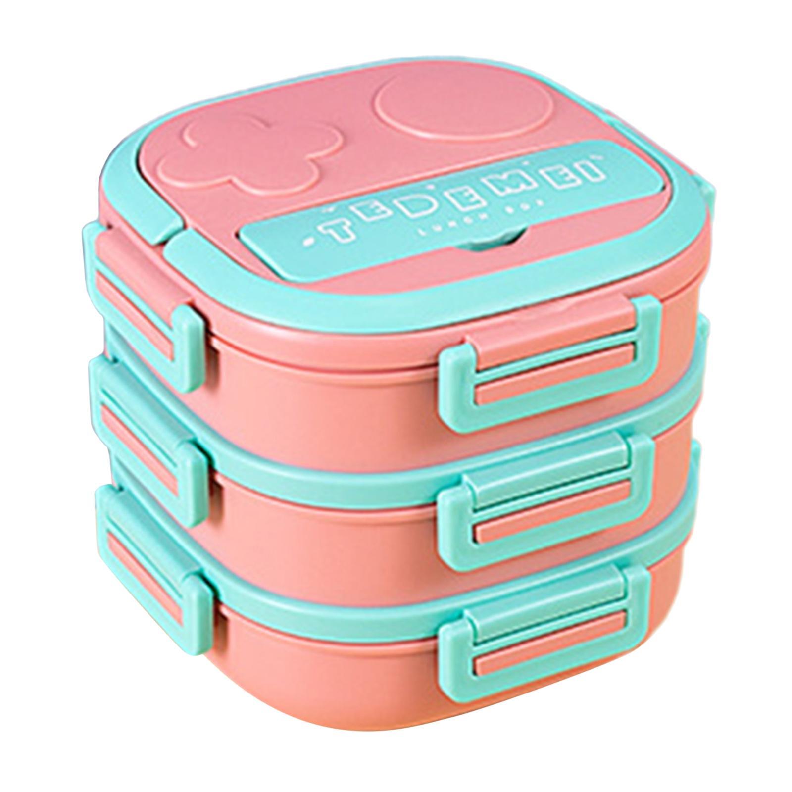 Food Storage Lunch Box Grids Portable Lid Square for Office Camping