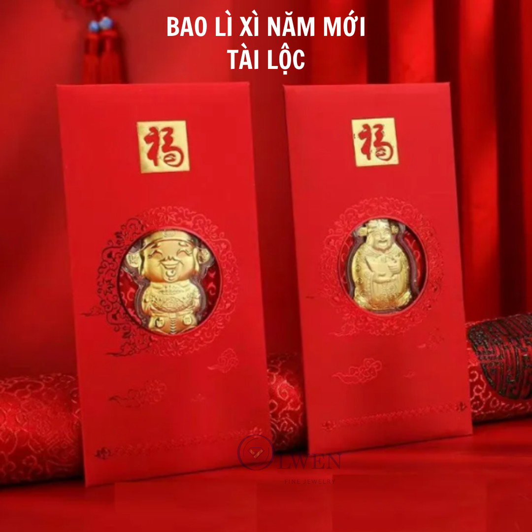 Bao Lì Xì Thần Tài Olwen Mạ Vàng Thu Hút Tài Lộc May Mắn