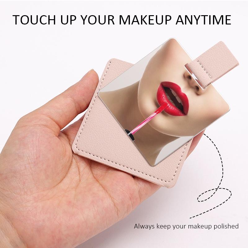Gương Derf Trang Điểm Dạng Thẻ Vuông Nhỏ Bằng Thép Không Gỉ