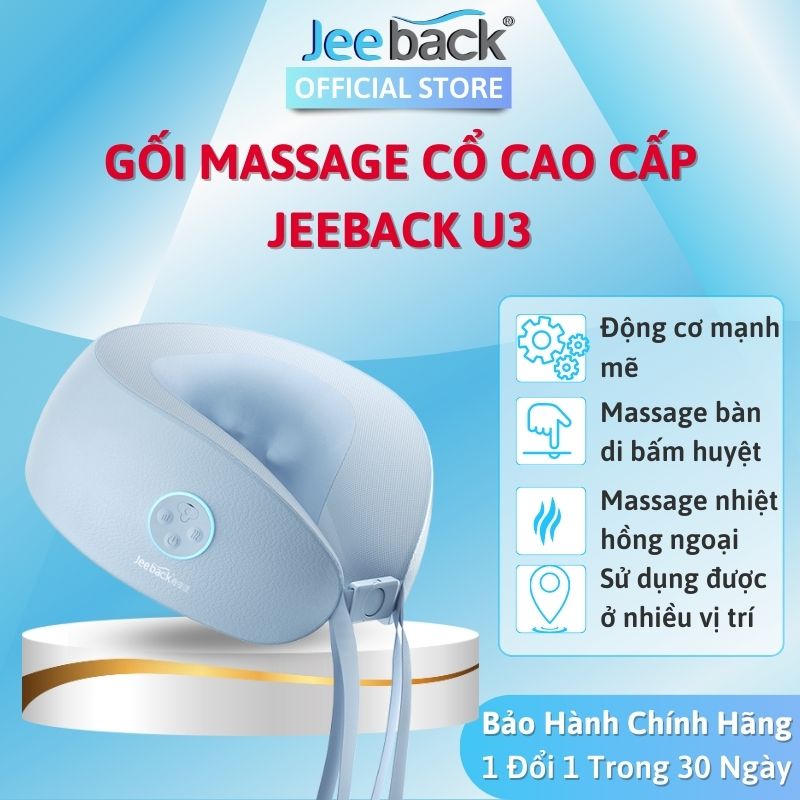 Gối massage cổ vai gáy Jeeback U3 đa năng nhanh chóng làm dịu cơn đau vai gáy với nhiệt nóng và con lăn, máy massage cổ vai gáy chuyên nghiệp