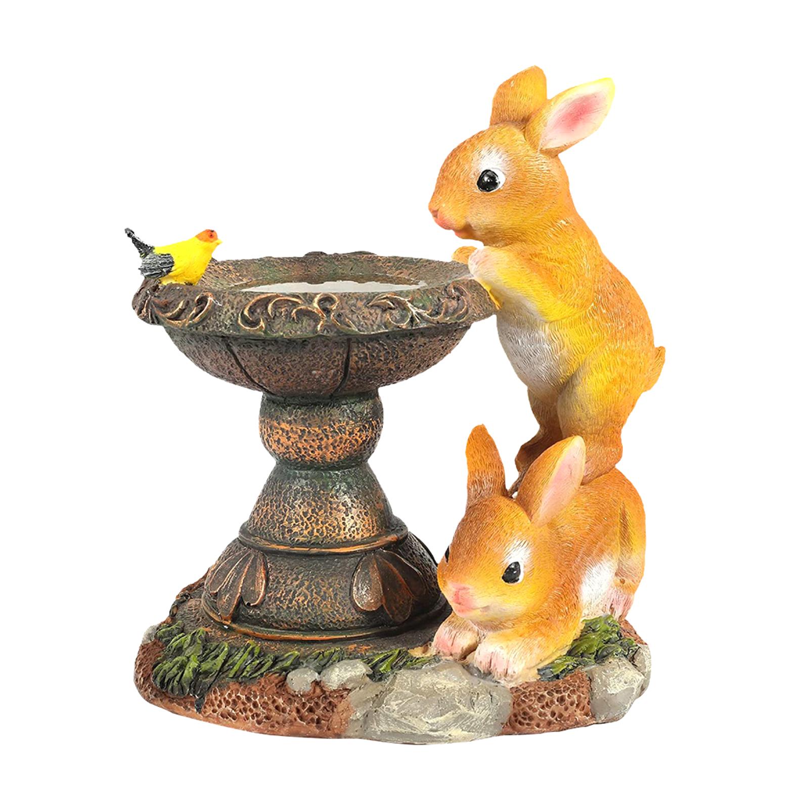 Garden Ornament Figurine, Outdoor Solar Rabbit Sculpture Statue, Garden Bunny Statue Sculpture for Home, Garden, Patio, Yard Art Decor