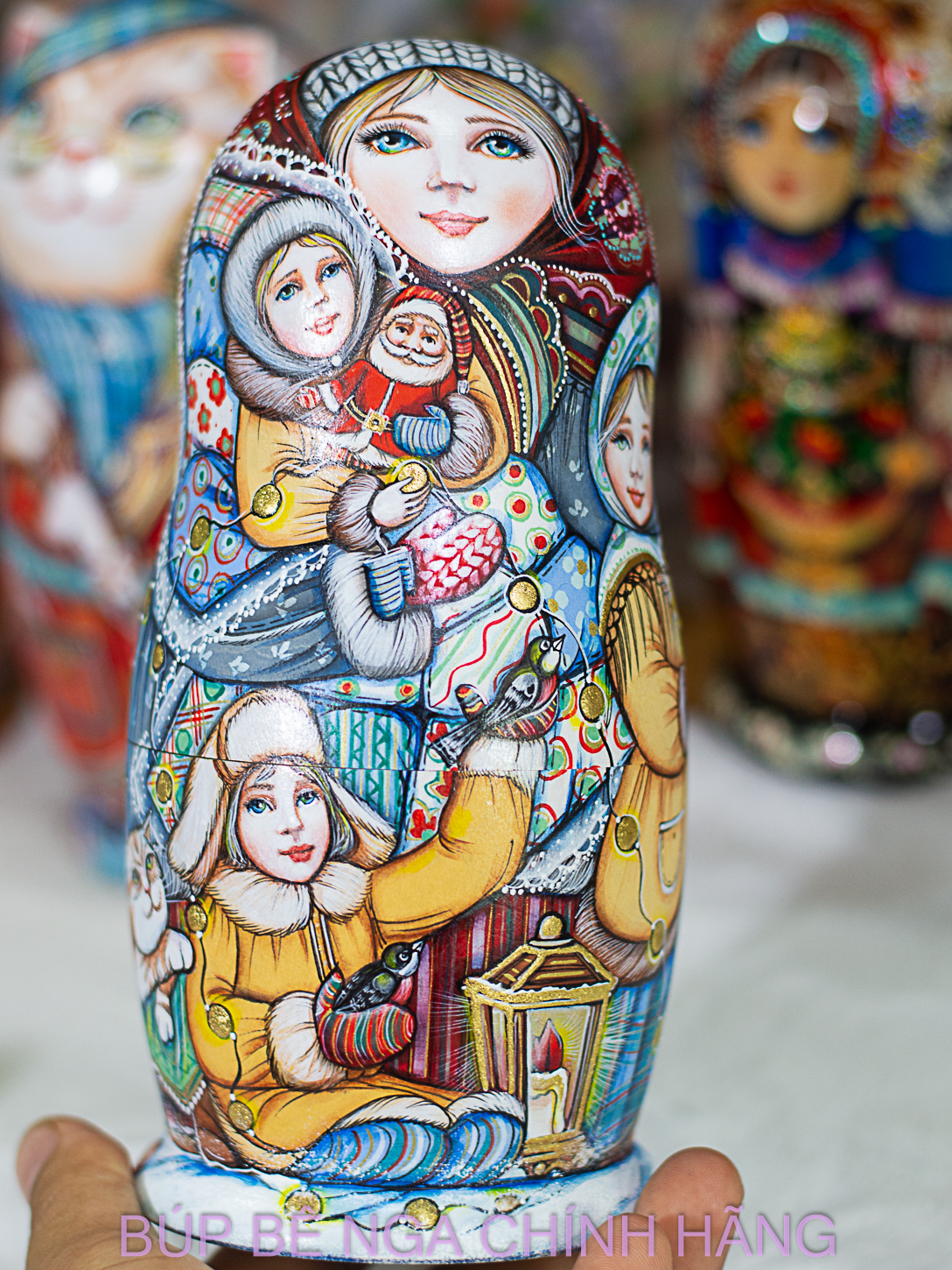 BỘ BÚP BÊ NGA MATRYOSHKA 5 LỚP 20CM HOA VĂN "CÔ BÉ MÙA ĐÔNG" CỰC ĐẸP VÀ PHONG CÁCH, CÁ TÍNH