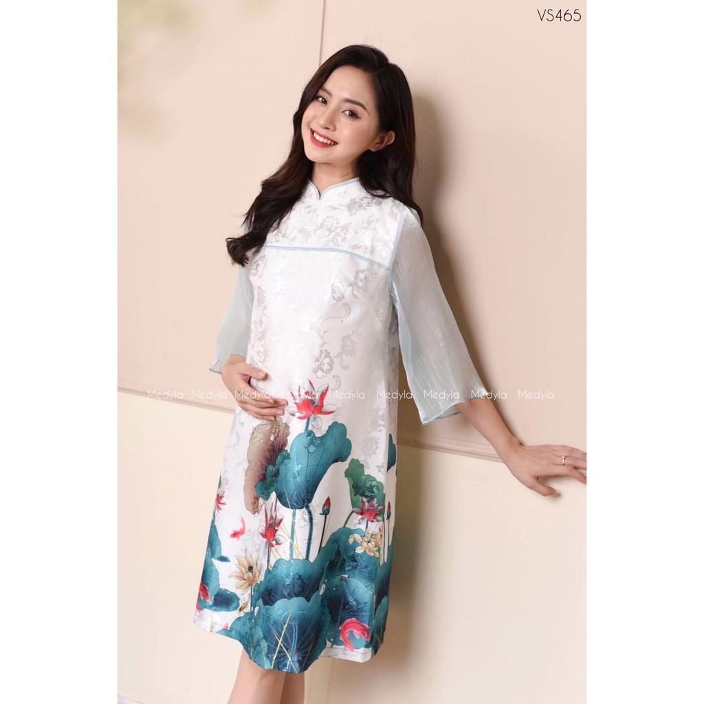 Váy bầu cách tân bầu diện xinh dáng suông, Đầm bầu thiết kế đẹp 45-70kg maternity dress