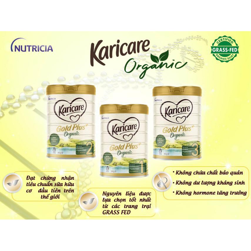 Sữa bột Karicare Organic gold plus ÚC số 1 hộp 900g ( Dành cho trẻ 0 - 6 tháng tuổi)
