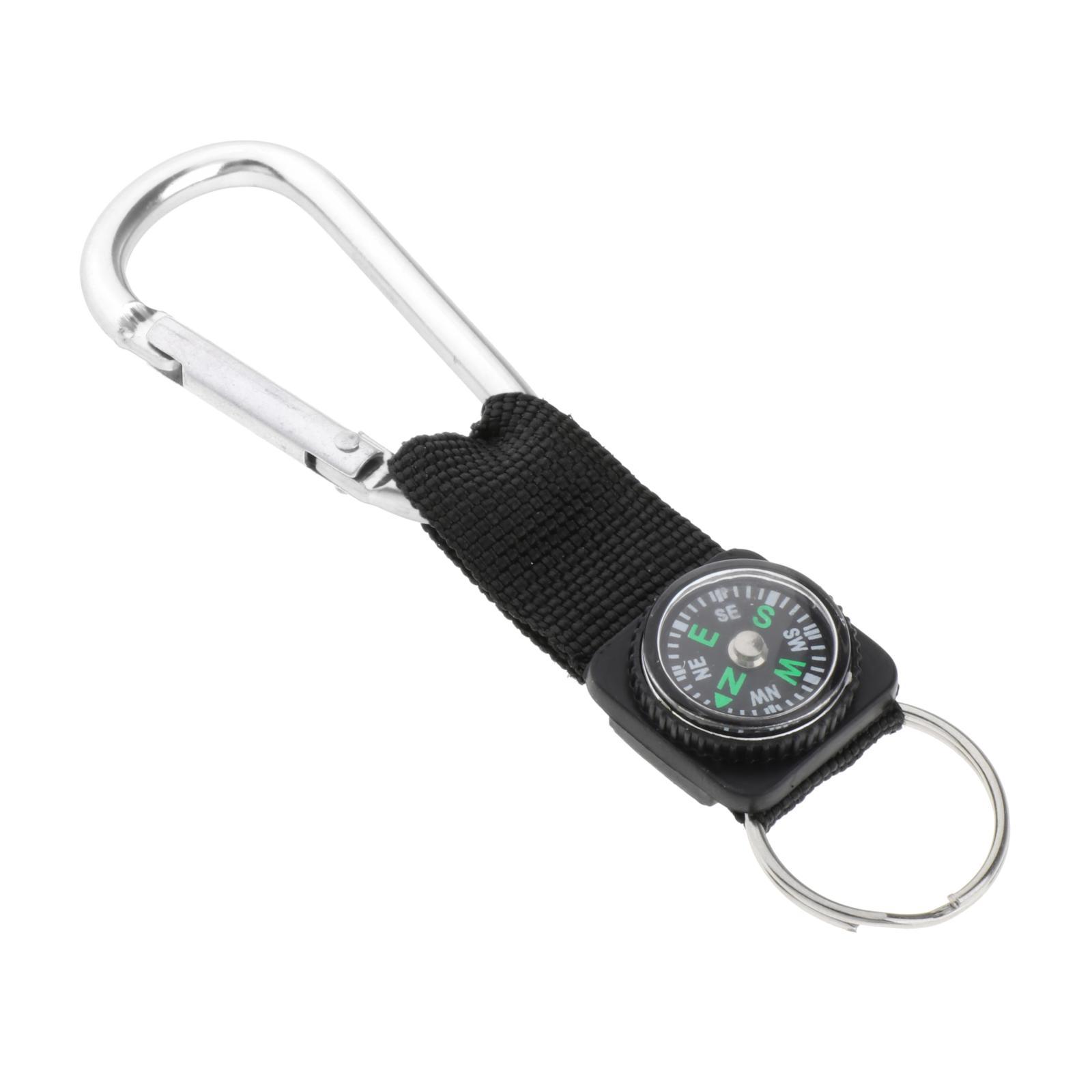 10Pcs Camping Carabiner Compass Keyring Climbing Equipment Black