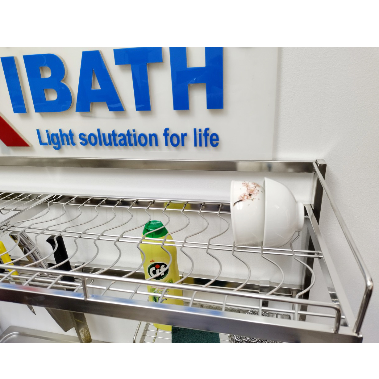 Kệ Úp Chén Trên Bồn Rửa Kibath Inox 304 1 Tầng, KB-909