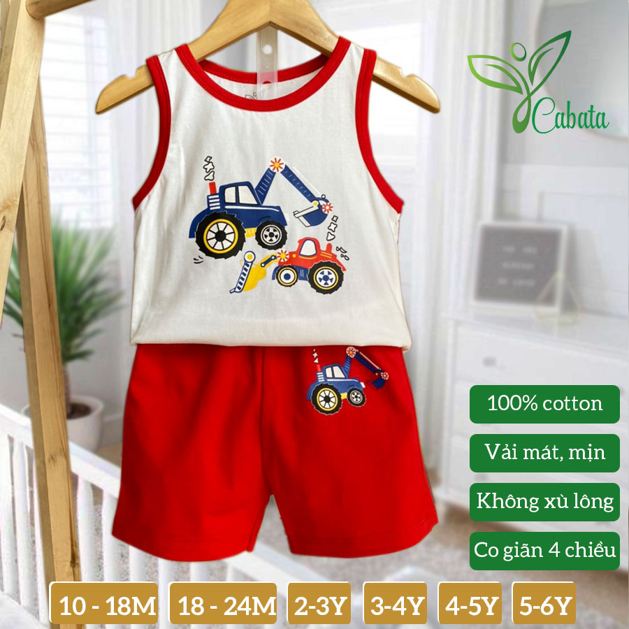 Bộ Ba Lỗ Bé Trai Sát Nách Vải Cotton Mềm Mịn Quần Áo Trẻ Em Mùa Hè Cabata Cho Bé 8kg 18kg