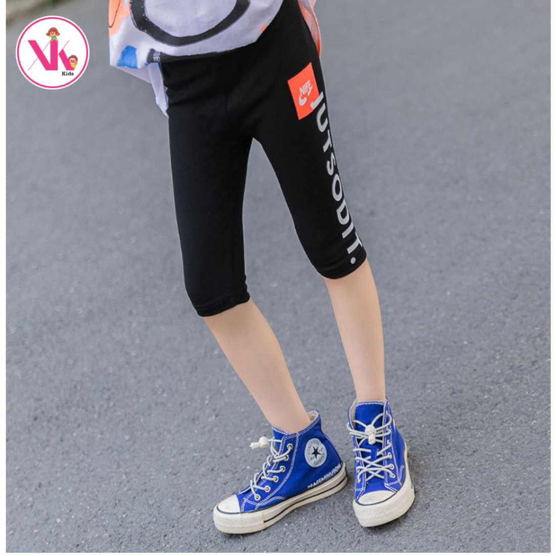 Quần legging bé gái chất cotton cao cấp màu đen QBG006C