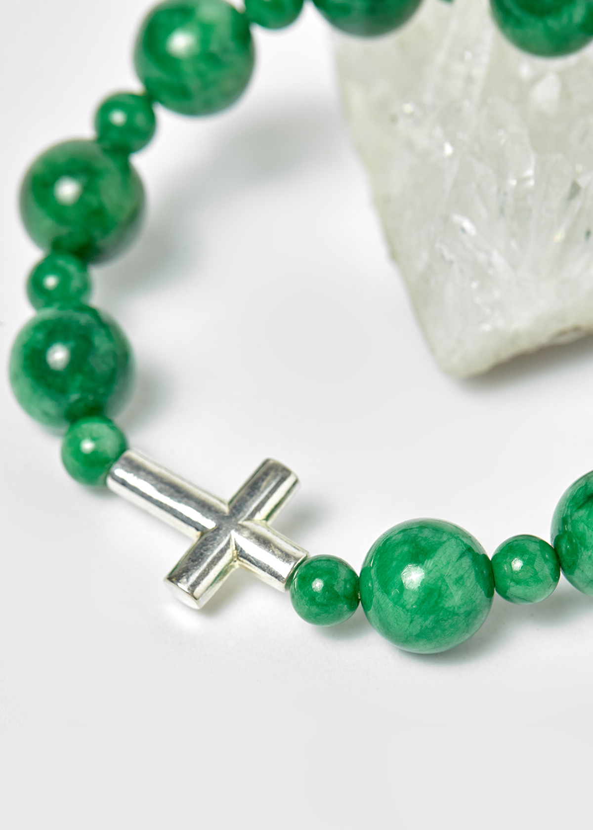 Vòng Chuỗi Mân Côi Đá Cẩm Thạch Sơn Thủy hạt đá 12mm ,ni 50mm - Ngọc Qúy Gemstones