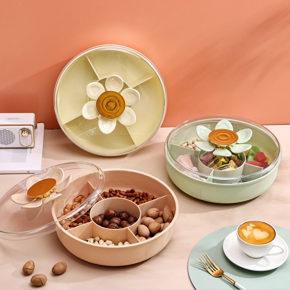 Khay Mứt Tết Hoa 7 Cánh Kèm Xiên Có Nắp Trong Suốt – Khay Đựng Bánh Kẹo 5 Ngăn, Khay Hạt Dẻ – Trái Cây Cao Cấp Trang Trí Phòng Khách - HÀNG CHÍNH HÃNG MINIIN