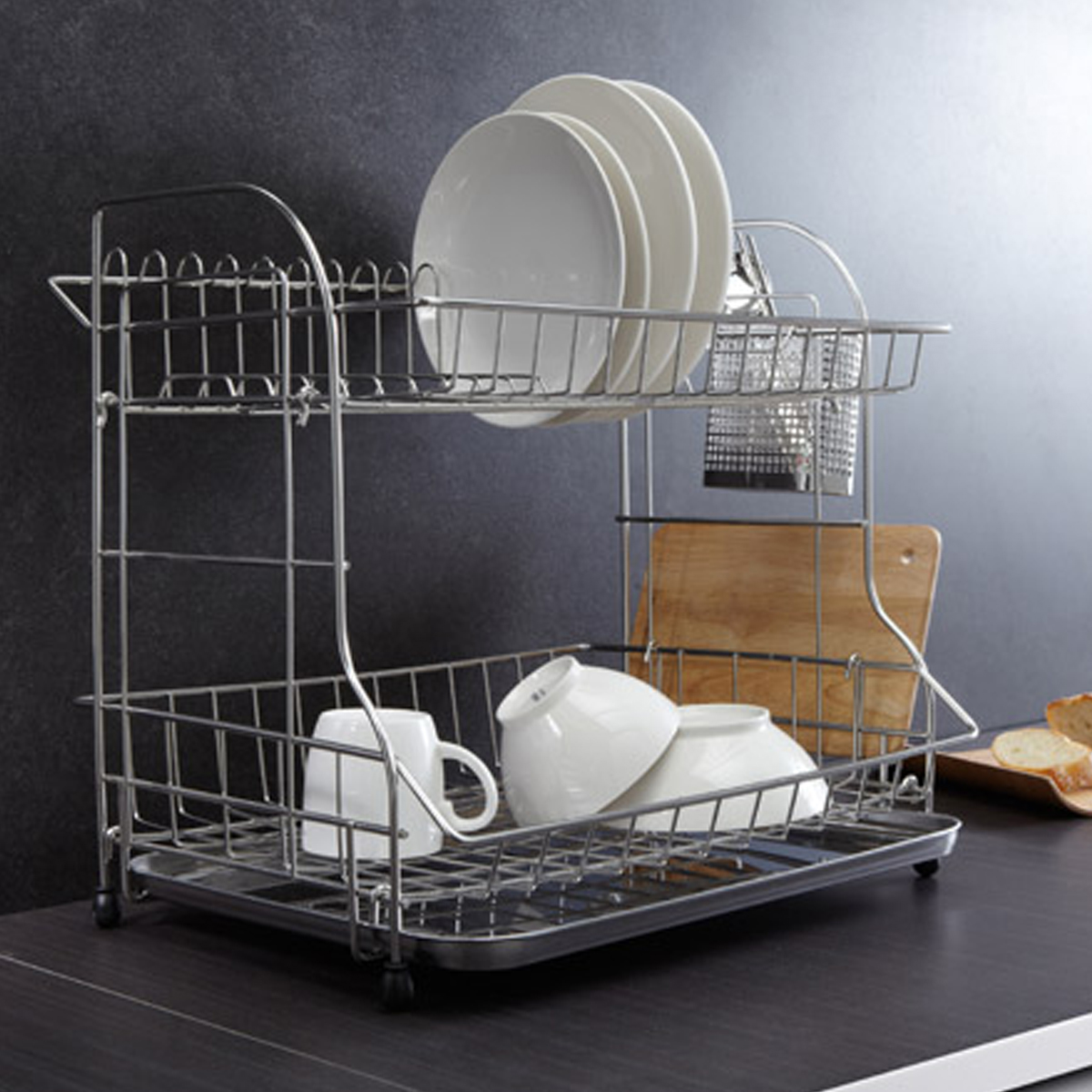 Kệ inox úp chén bát 1 tầng/ 2 tầng –  Hàn Quốc