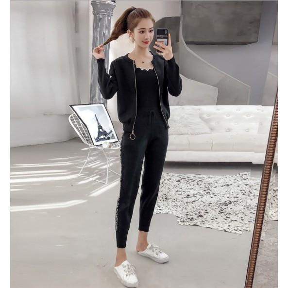 Set Quần len áo len phong cách Hàn Quốc siêu đáng yêu, len dệt kim 2 lớp dày dặn, form chuẩn mặc tôn dáng