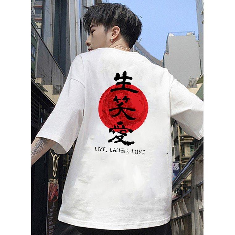 Áo thun unisex nam nữ tay lỡ chữ kiểu live laught love vải dày mịn 2021T3115
