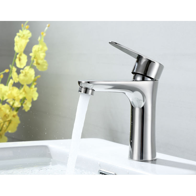 Vòi Lavabo 1 trụ tròn cần thẳng SUS304 - Loại bóng + 2 dây cấp - ITALIA