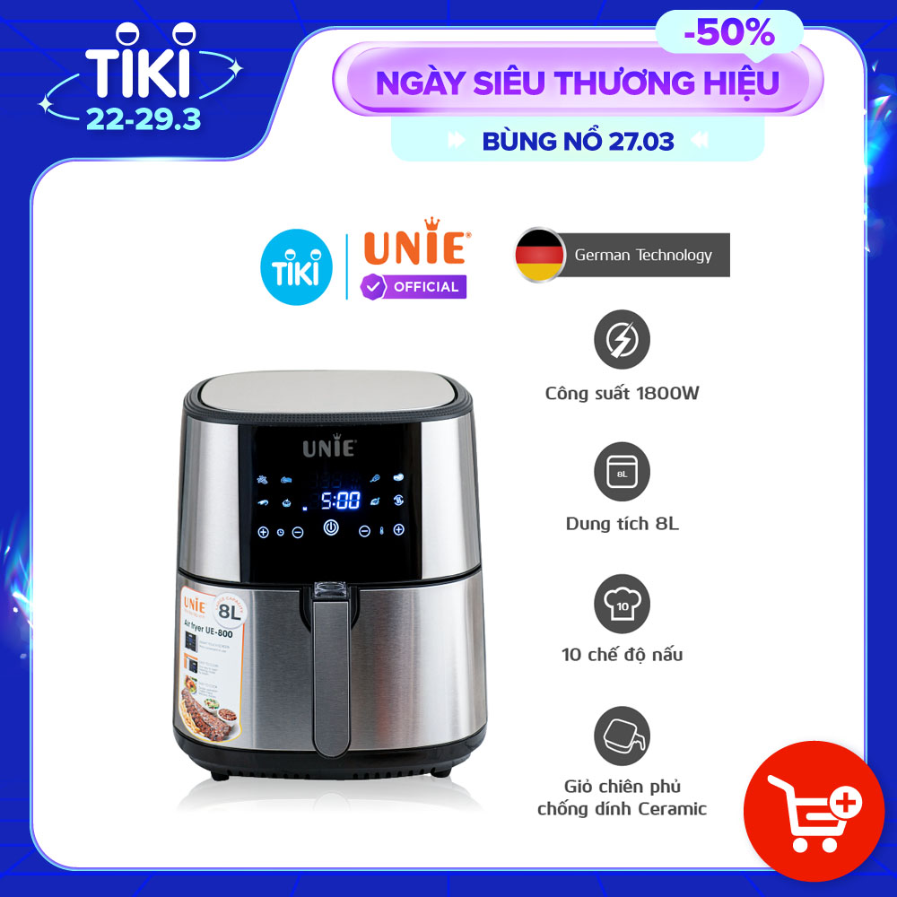 Nồi chiên không dầu UNIE UE-800 công suất 1800W dung tích 8L - Hàng chính hãng