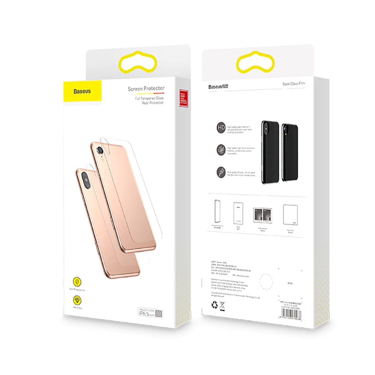 Miếng dán kính cường lực mặt lưng cho iPhone X / iPhone Xs hiệu Baseu siêu mỏng 0.3mm Full mặt lưng độ trong HD, chống trầy, chống bụi - hàng nhập khẩu