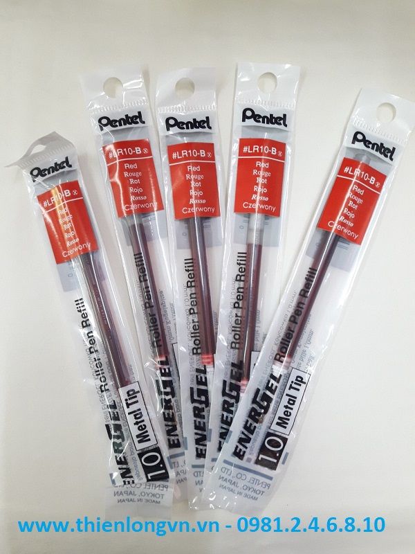 Combo 5 Ruột bút nước energel Pentel LR10 màu đỏ 1.0 mm