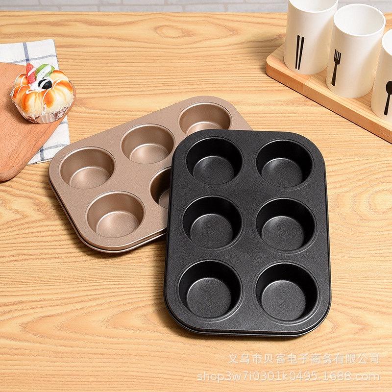 Khay Nướng Bánh Cupcake Khuôn Muffin 6 Bánh Chống Dính Cao Cấp MÀU ĐEN - TRAY6MUFFD