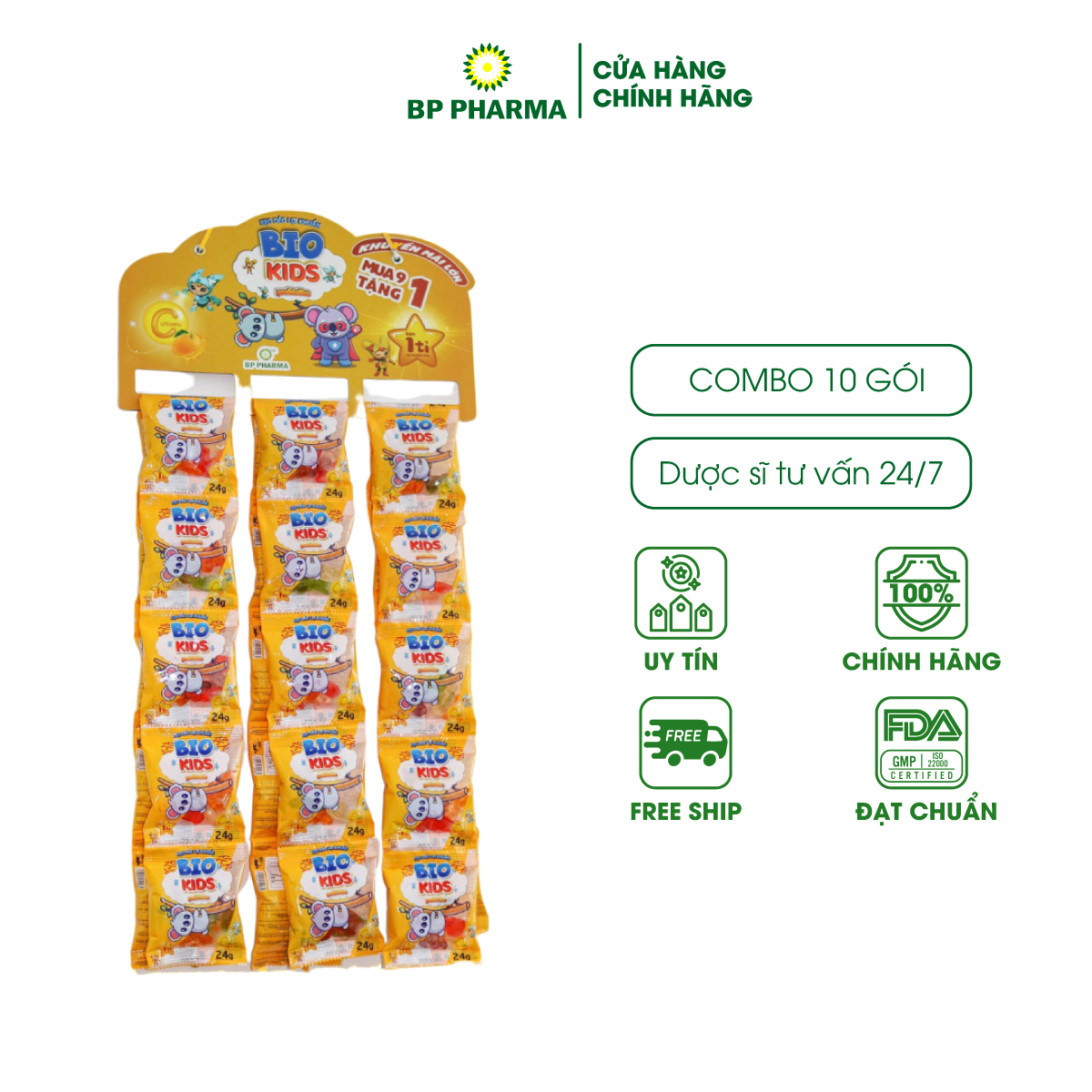 Kẹo Dẻo Lợi Khuẩn BIO KIDS Giúp Trẻ Ăn Ngon, Tiêu Hóa Tốt - Combo 10 Gói x 24g Tiện Lợi
