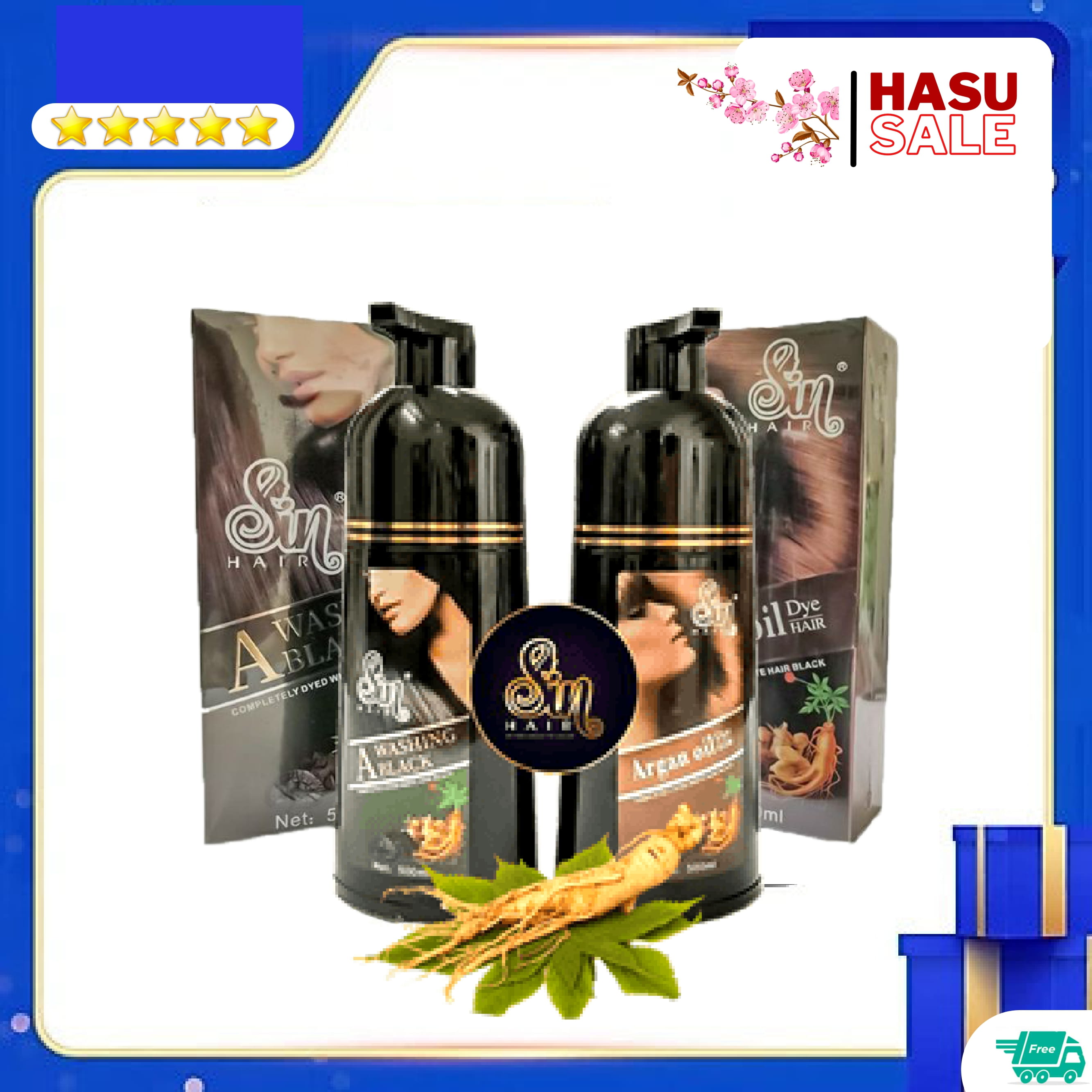 [Chính Hãng] Dầu Gội Nhuộm Tóc  SIN HAIR Nhật Bản 500ml, 100% Thảo Dược Thiên Nhiên, Dầu Gội Nhuộm Tóc Nhân Sâm Nhật Bản Giúp Phủ Bạc Đen Tóc