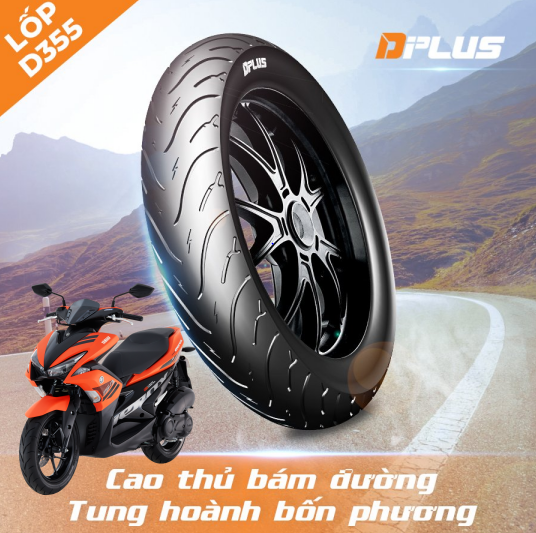 Lốp xe máy DPLUS 110/70-17/D355 bánh sau xe Yamaha Exciter, Honda Winner không ruột